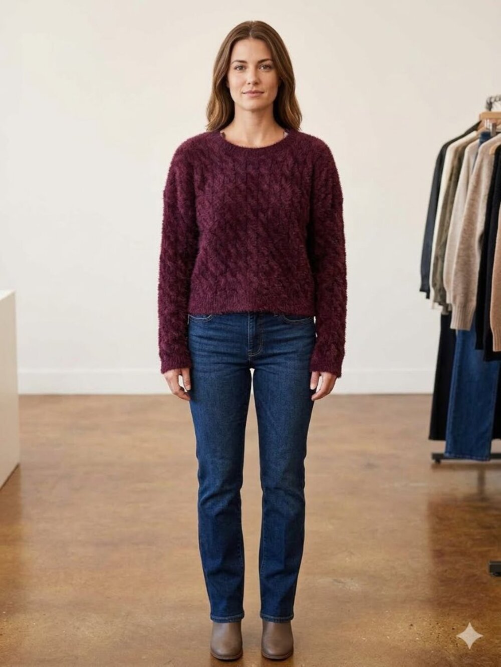 Joie burgundy fuzzy sweater, size L